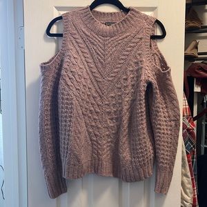 Cold shoulder express sweater